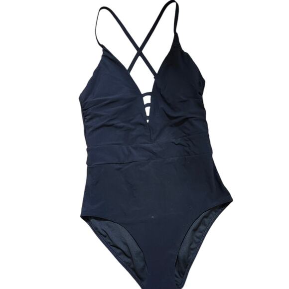 LANDS' END One-Piece Swimsuit (10) Criss Cross Back Black - Picture 3 of 9